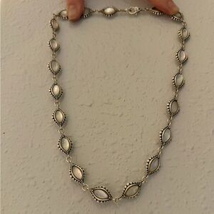 Lagos silver and mother of pearl station necklace 20”